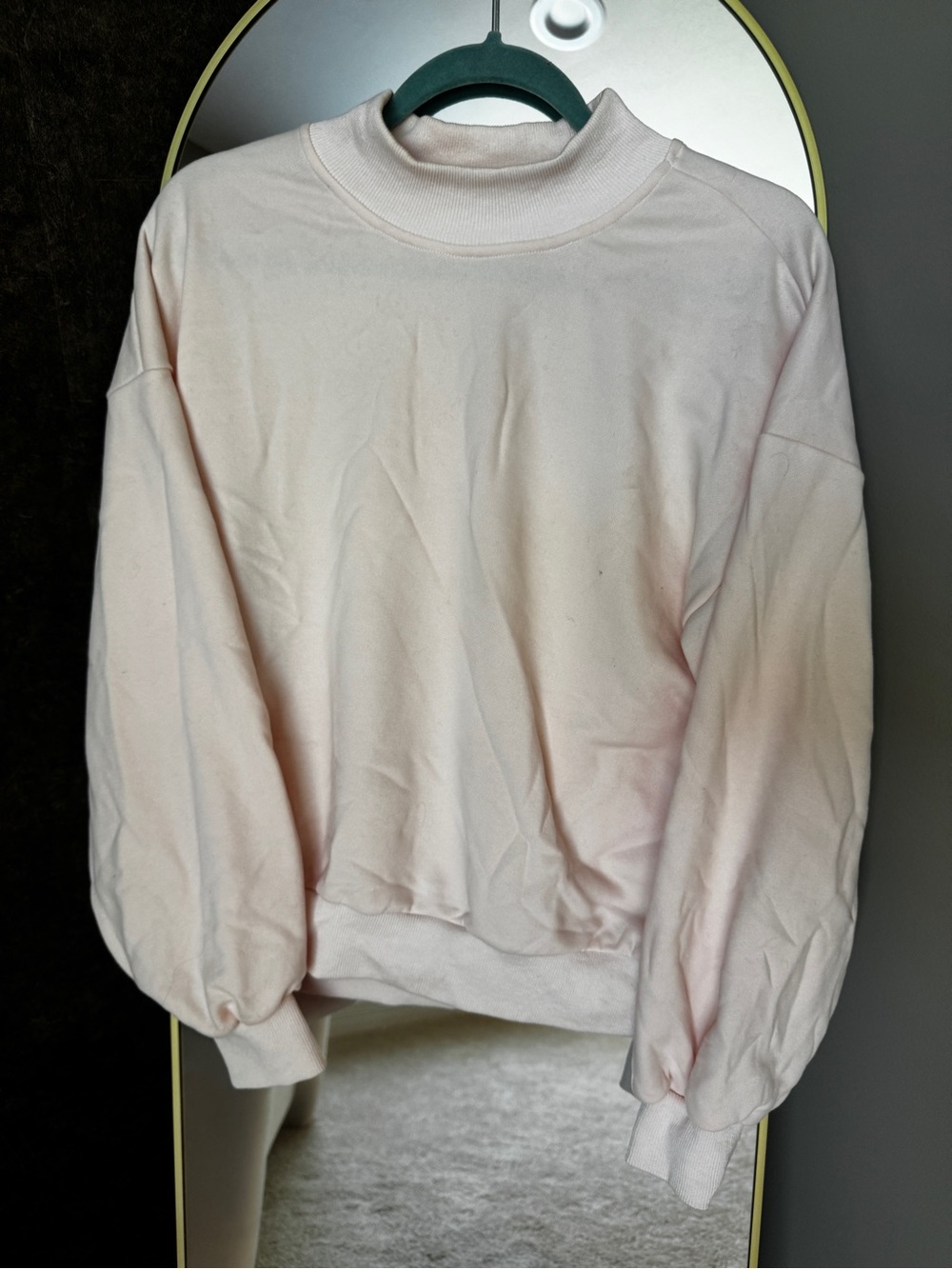 Papermoon Blush Pink Oversized Mock Neck Sweatshirt – Size M